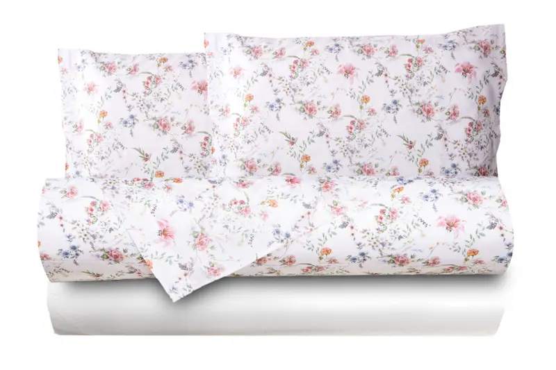 Completo letto lenzuola federe bifaccia double face stampa digitale in cotone made in italy SOTTOBOSCO/BIANCO
