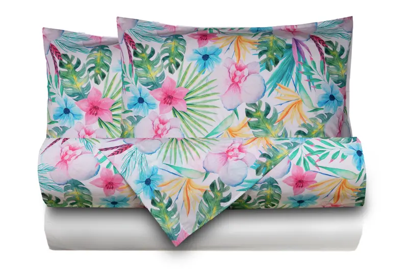 Completo letto lenzuola federe stampa digitale 100% cotone, made in italy MELANIA