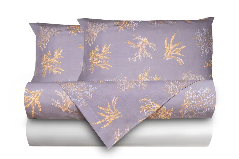 Completo letto lenzuola federe stampa digitale 100% cotone, made in italy OCEANO GRIGIO/BIANCO