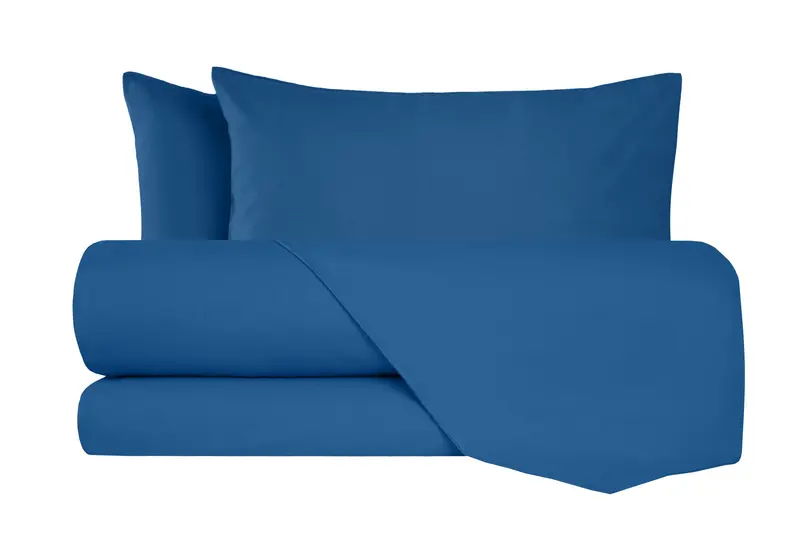 Completo letto lenzuola flanella caldo cotone 100% cotone Made in Italy BLU