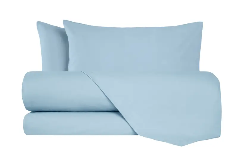 Completo letto lenzuola flanella caldo cotone 100% cotone Made in Italy  CELESTE