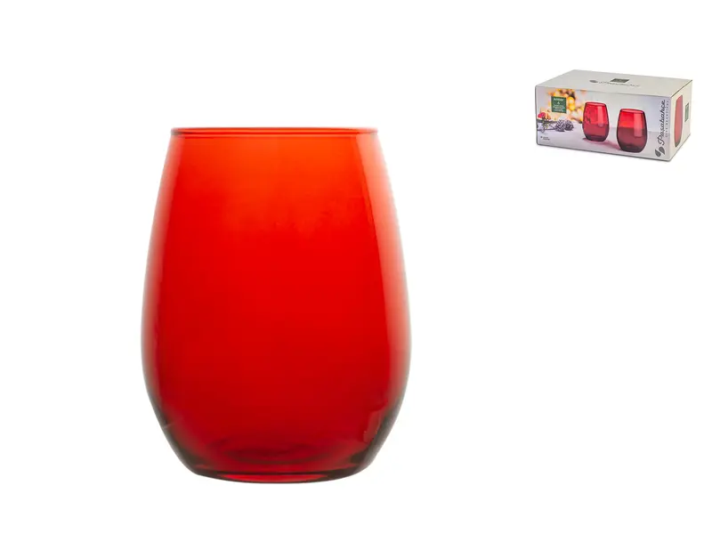 Confezione 6 bicchieri Amber in vetro colore rosso
