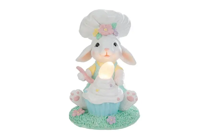 Coniglio chef pasticciere con led in resina h.14.5cm | Rohome