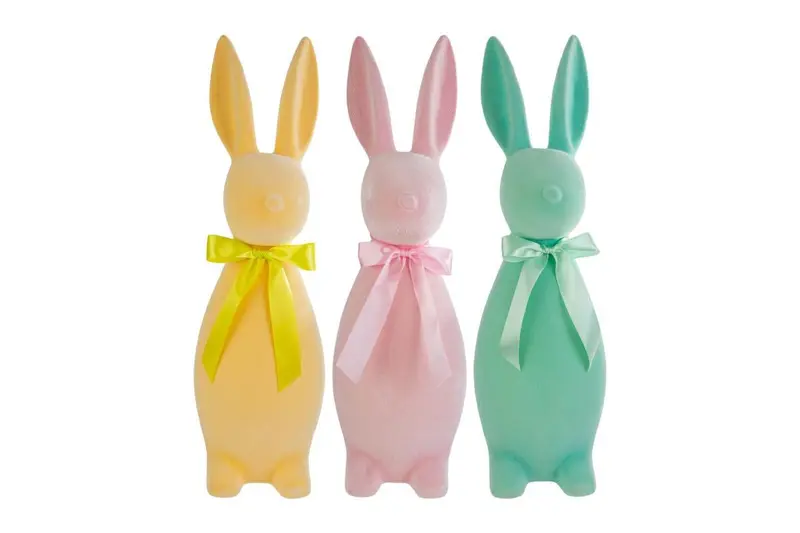 Coniglio pasquale in plastica floccato h. 29.5cm | Rohome