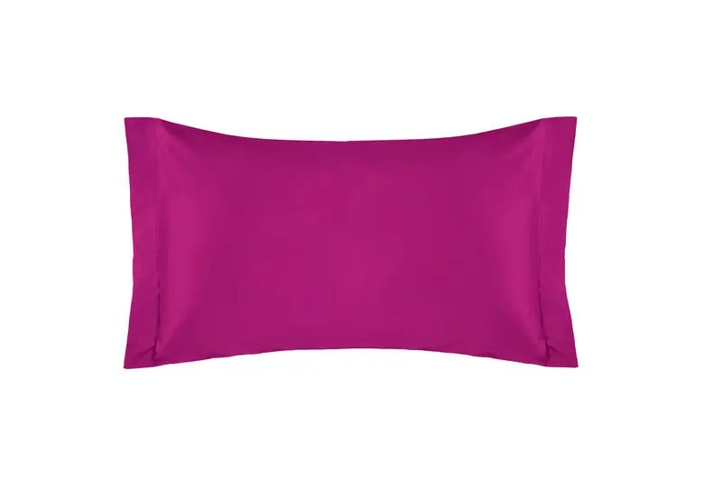 Coppia di federe a 2 volani  in Raso di puro cotone FUCSIA