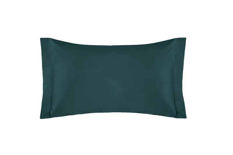 Coppia di federe a 2 volani in Raso di puro cotone Verde Smeraldo