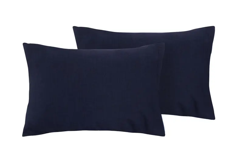 Coppia di federe in puro lino stone washed Blu Notte