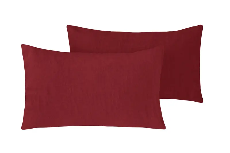 Coppia di federe in puro lino stone washed Bordeaux