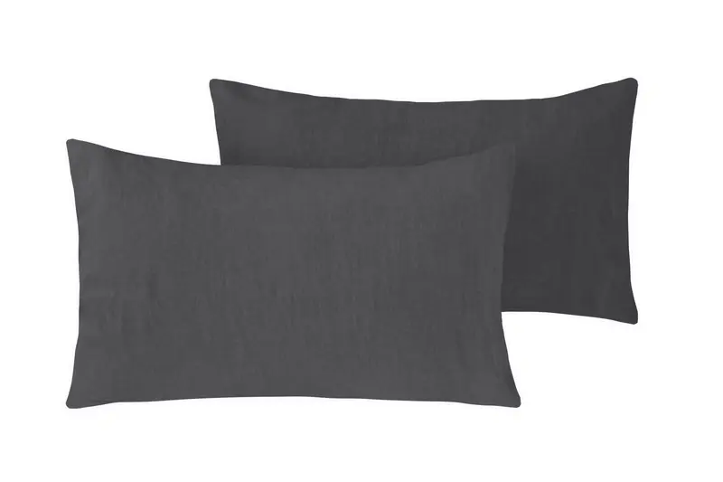 Coppia di federe in puro lino stone washed Grigio Tifone