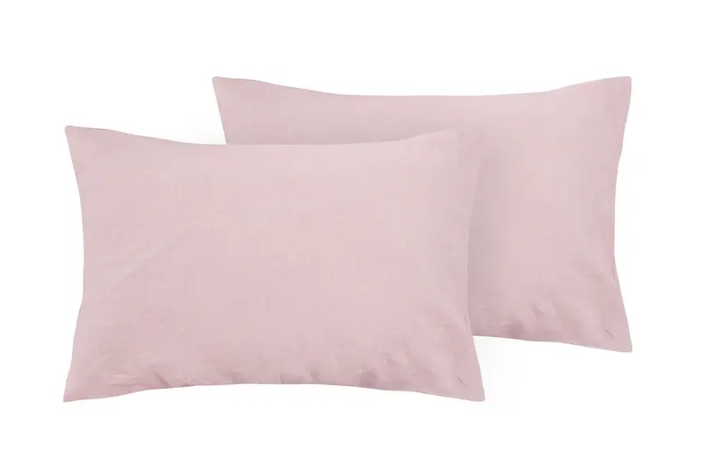 Coppia di federe in puro lino stone washed Rosa Perla