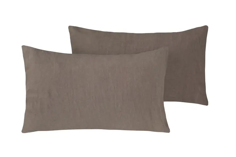 Coppia di federe in puro lino stone washed Tortora