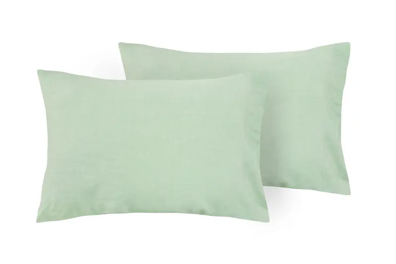 Coppia di federe in puro lino stone washed Verde Menta