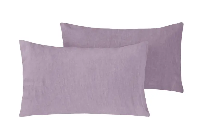 Coppia di federe in puro lino stone washed Violetta