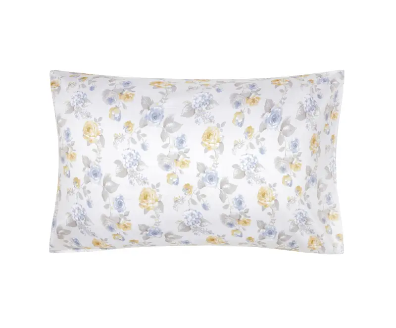 Coppia di federe in Raso di Puro Cotone, Made in Italy ROMANCE AZZURRO