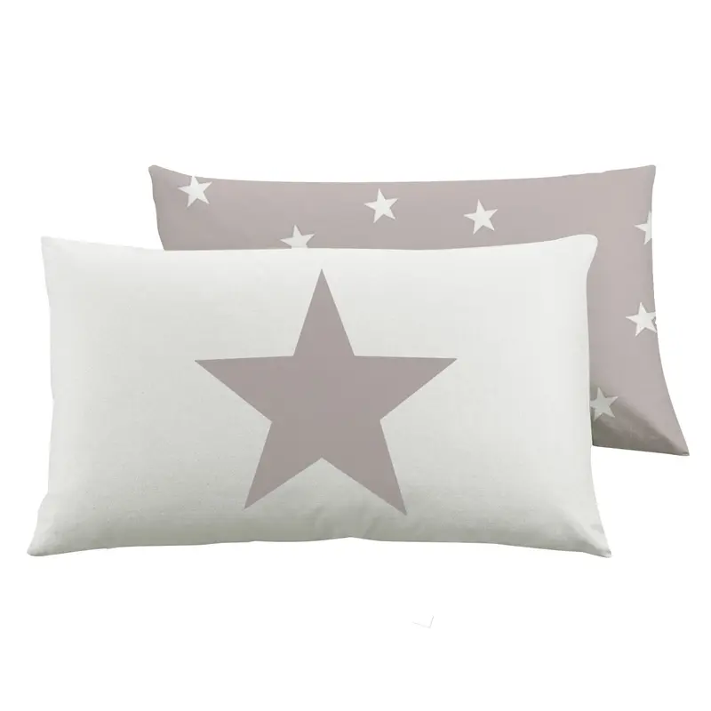 Coppia di federe Set di 2 federe bifaccia doubleface in cotone copricuscino guanciale letto 50x80 cm made in italy STELLE ROSA