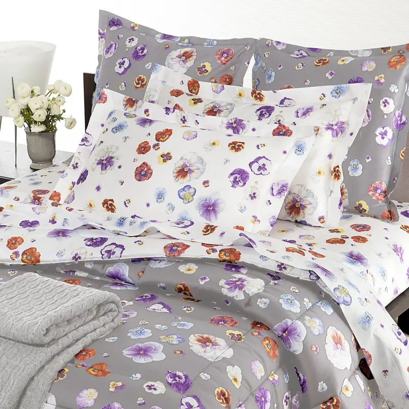 Copriletto Primaverile Emporium Viole Floreale in Percalle