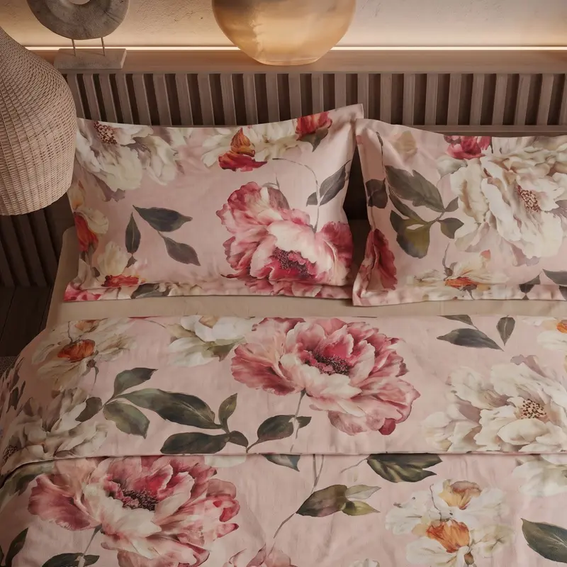 Copripiumino con federe Mirabello Vanity flowers Floreale in Raso di cotone