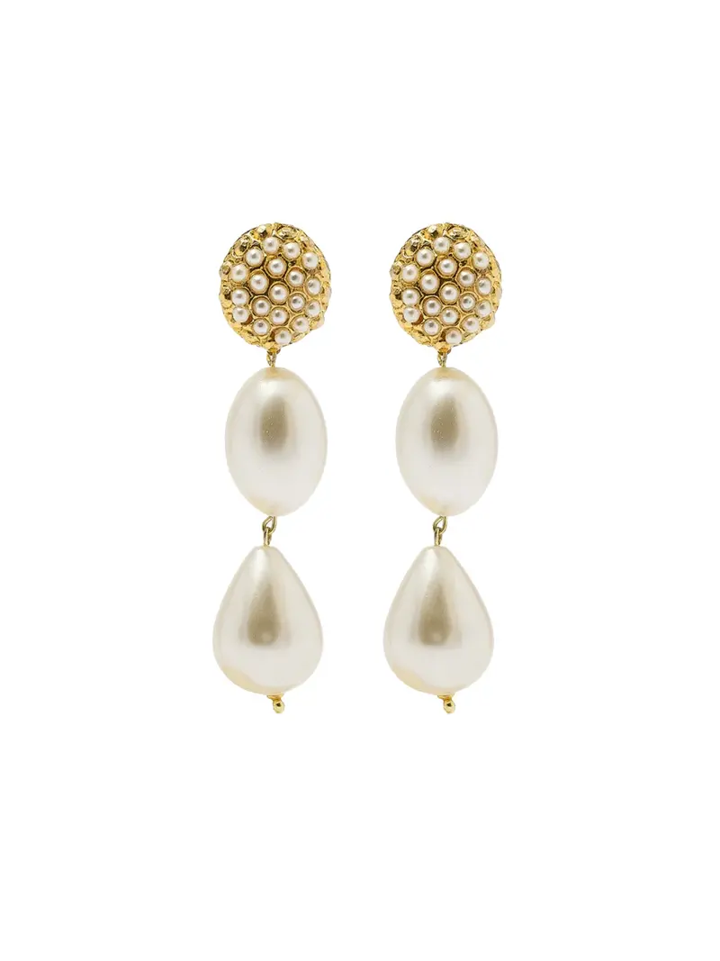 Cordelia vintage micro-pearls button earrings