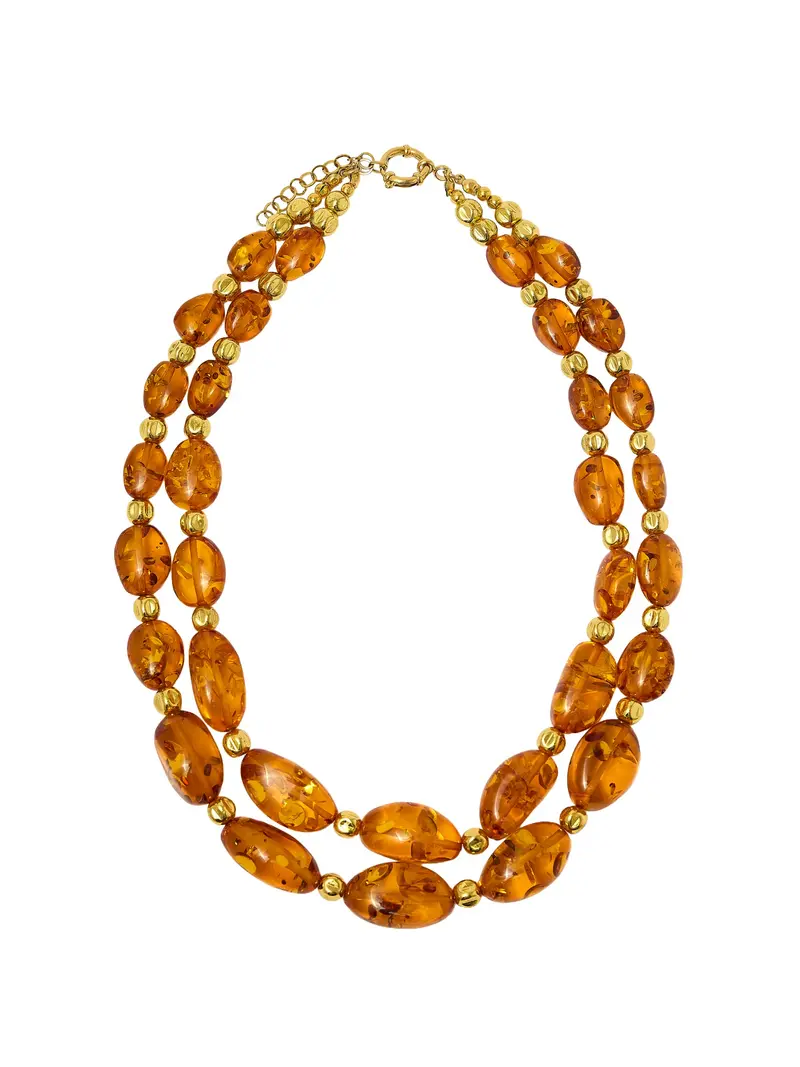 Cornelia haematite and man-made amber necklace