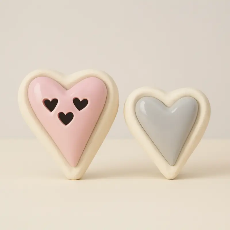Cuorematto Coppia Scatole Cuore Porcellana Set 2 pz