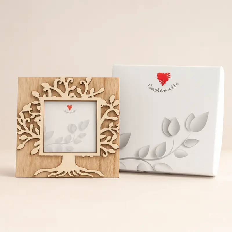 Cuorematto Cornice in Legno Albero della Vita 13x13 cm