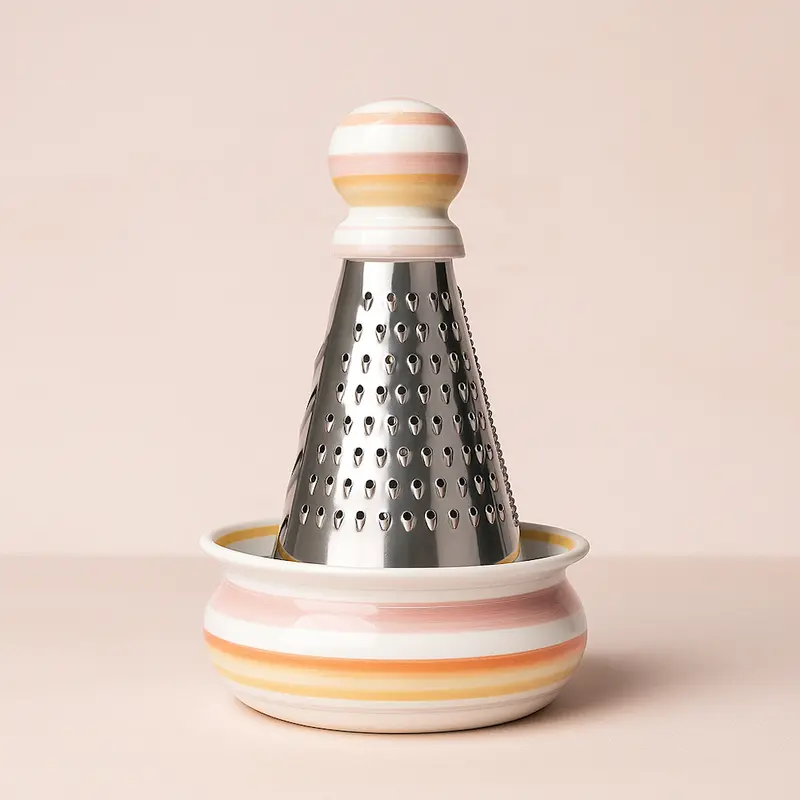 Cuorematto Grattugia Multi Ceramica Dipinta Acciaio Ø12xH19 cm