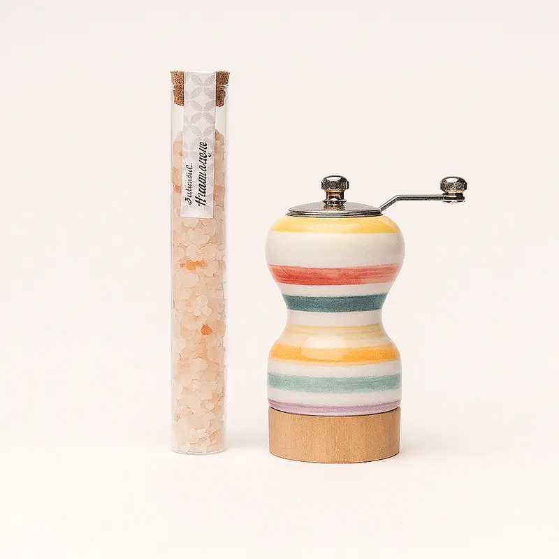 Cuorematto Macinasale Righe Ceramica Acciaio Ø6xH12 cm