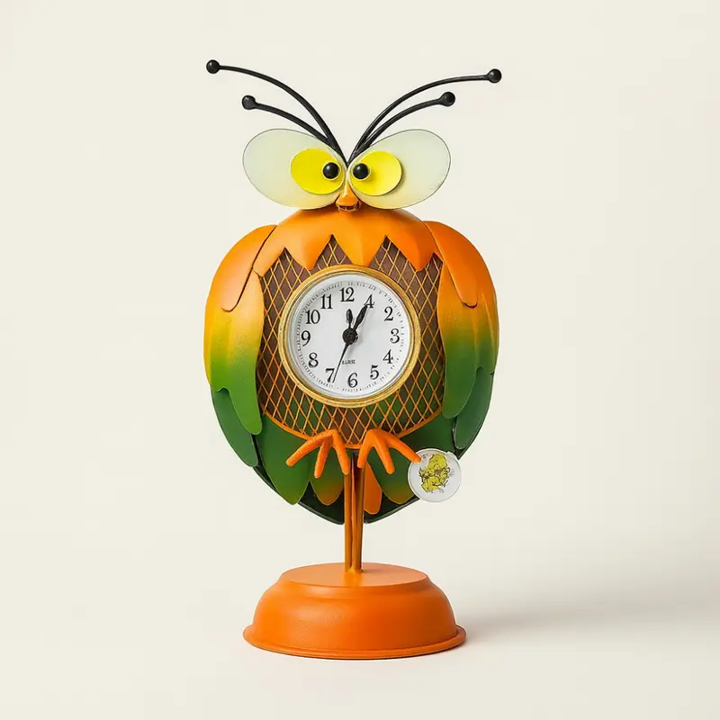 Cuorematto Orologio Gufo arancio 30×16 cm