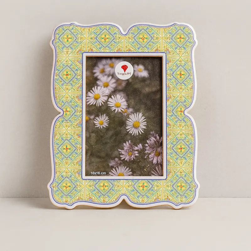 Cuorematto Portafoto Mediterraneo Legno Decorato 33/23 cm