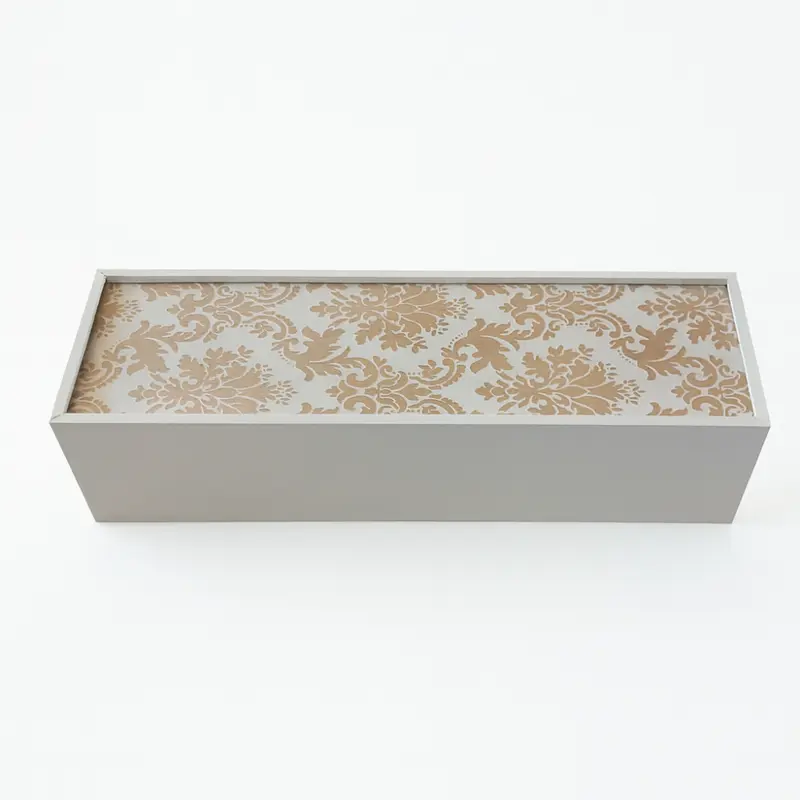Cuorematto Scatola Porta Bottiglia Legno Decoro Broccato 35x11x10 cm