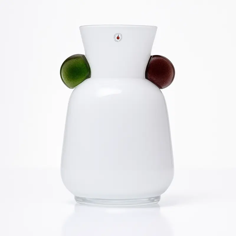 Cuorematto Vaso in Vetro D9001 - 25 cm Bianco, Verde e Ametista