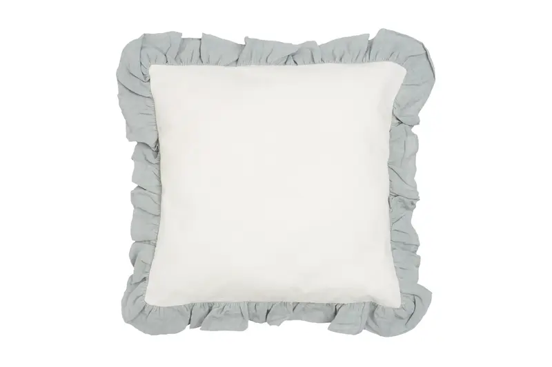 Cuscino Arredo con Frou Frou in misto lino Made in Italy NATURALE/GRIGIO