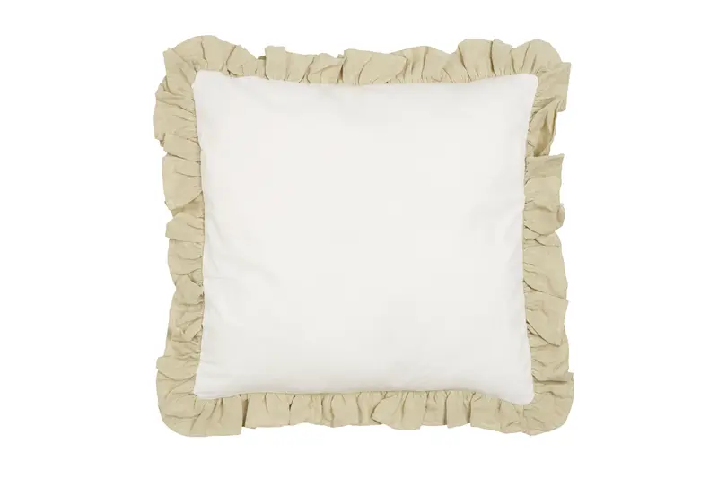 Cuscino Arredo con Frou Frou in misto lino Made in Italy NATURALE/SABBIA