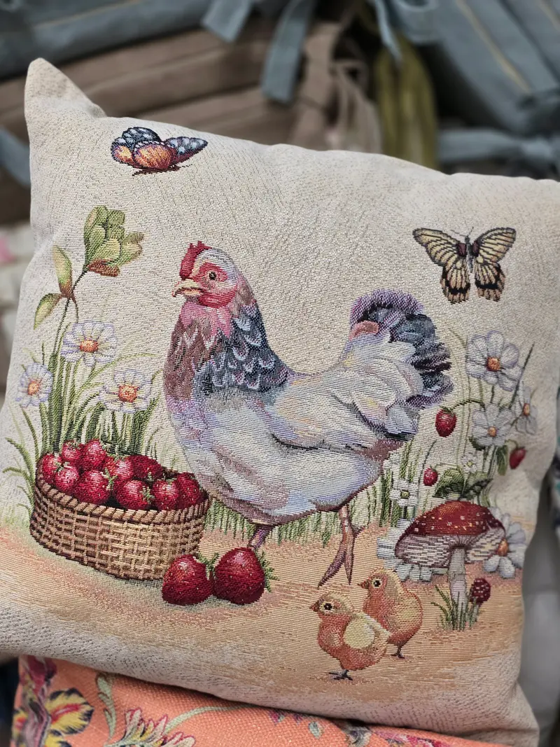 Cuscino arredo in gobelin Gallinella