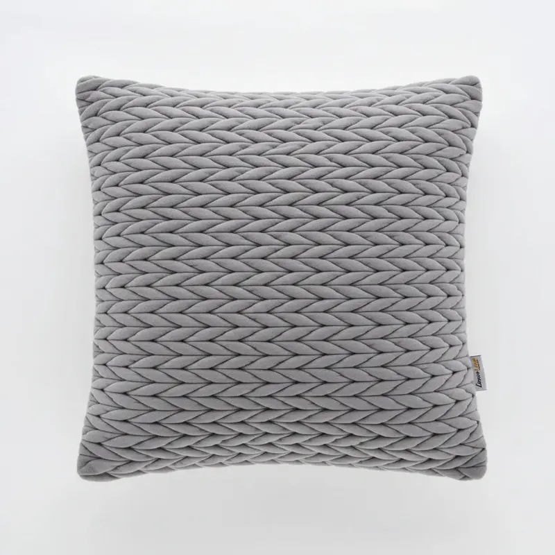 Cuscino arredo in velluto intreccio grigio | Rohome