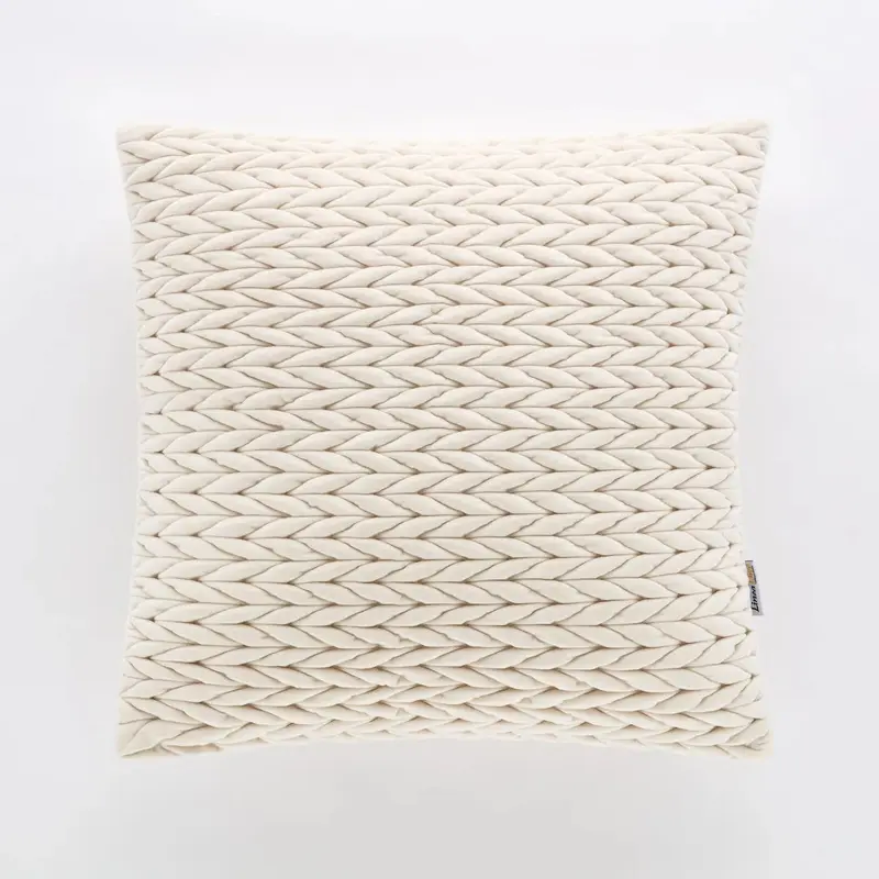 Cuscino arredo in velluto intreccio panna | Rohome