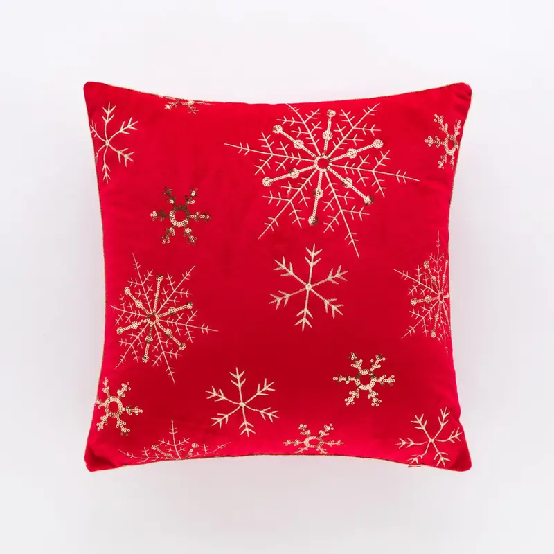 Cuscino Snow colore rosso con fiocchi di neve | Rohome