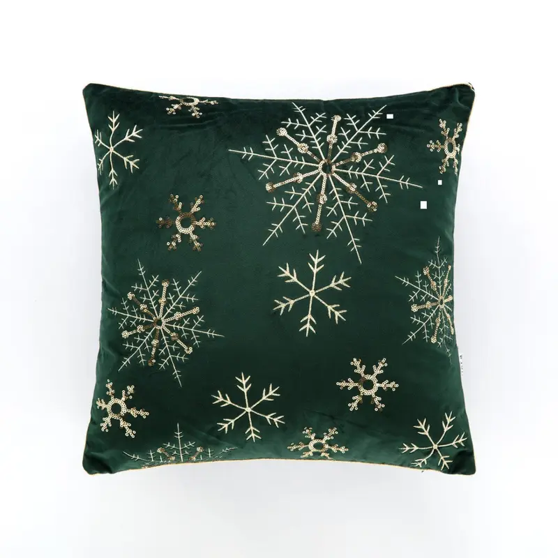 Cuscino Snow colore verde con fiocchi di neve | Rohome