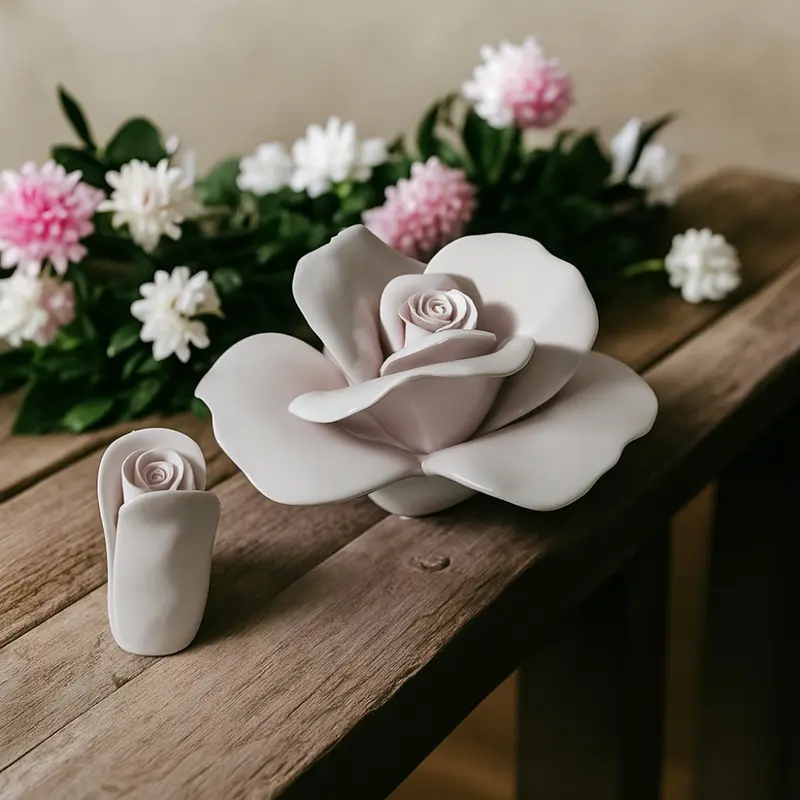 Dea Capodimonte Porta Candela Rosa Cipria Ceramica H 11 cm