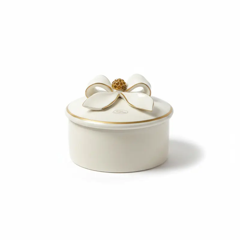 Dea Capodimonte Scatola Bianca con Fiocco e Zircone 14 cm