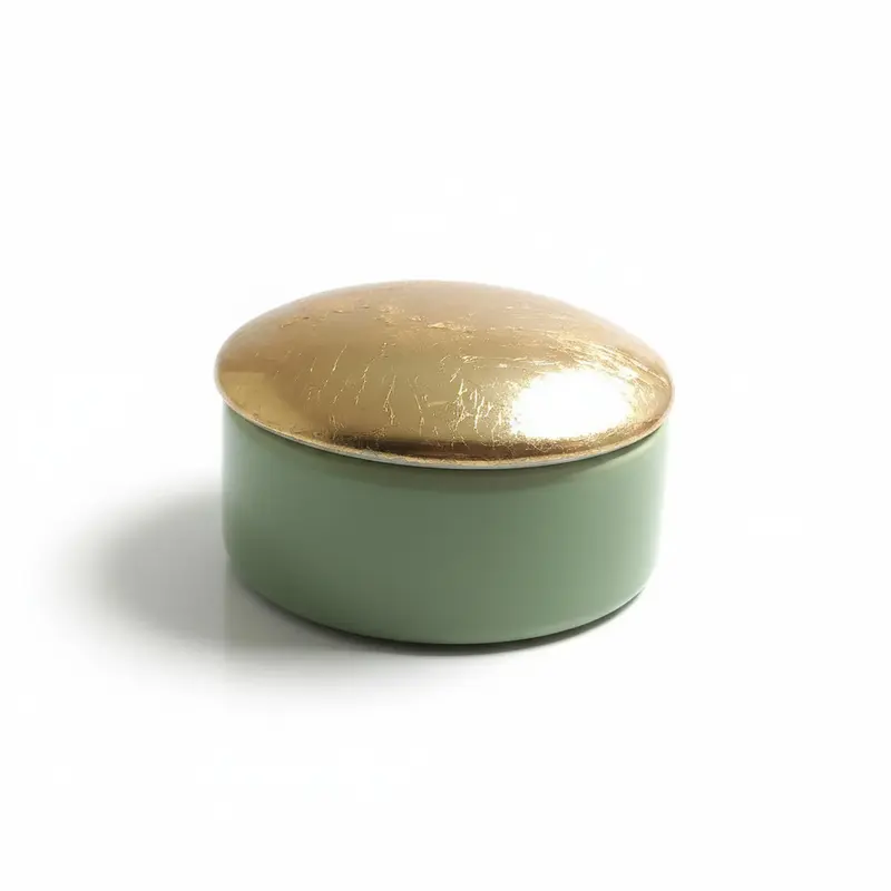 Dea Capodimonte Scatola con Tappo Oro Base Verde H 10,5