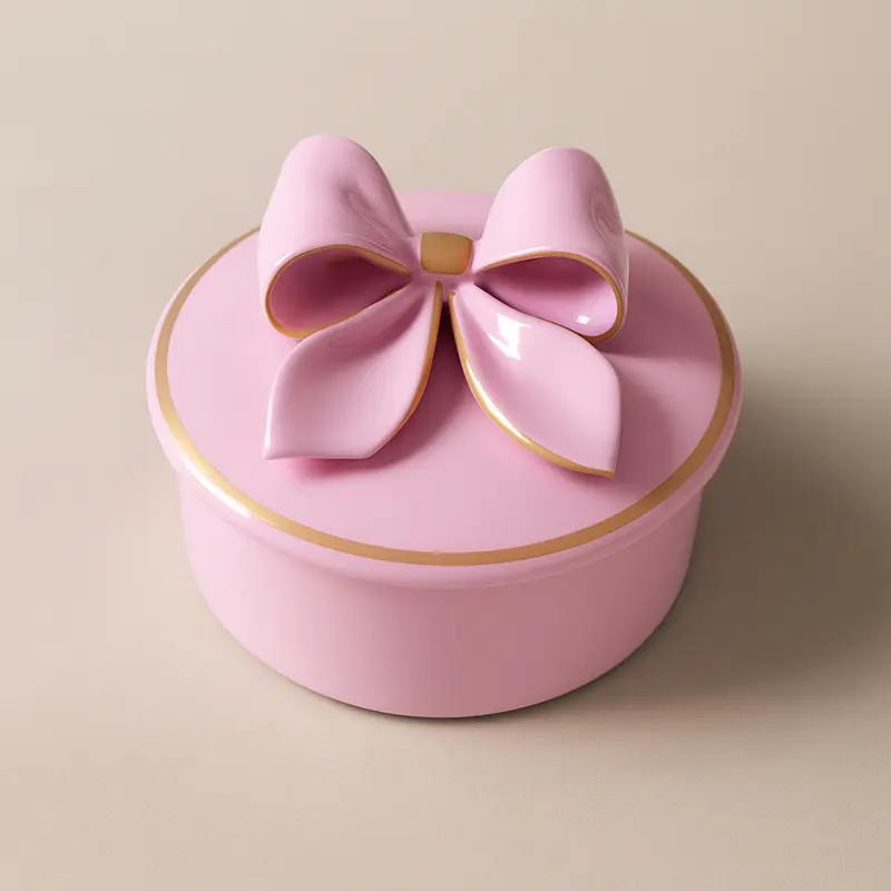 Dea Capodimonte Scatola Rosa Cipria e Oro Ø13xH9,5 cm