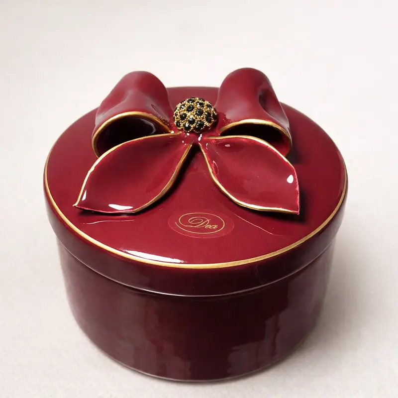 Dea Capodimonte Scatola Rossa con Fiocco e Strass 14,5 cm