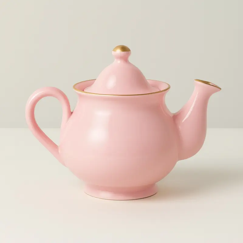 Dea Capodimonte Teiera Rosa Cipria con Filo Oro H 13x17 cm