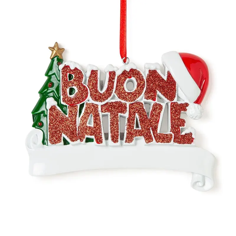 Decorazione Natalizia BUON NATALE' con Glitter e Cappello di Babbo Natale| Roh