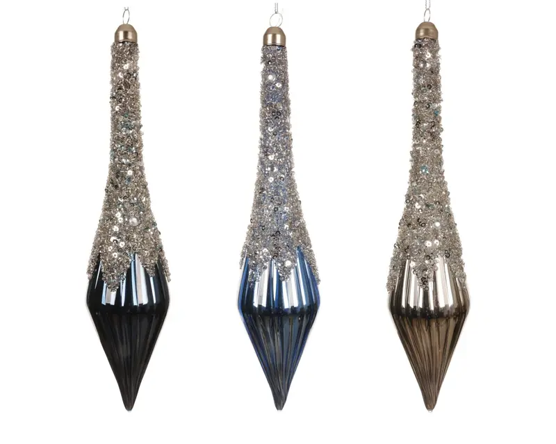 Decorazione Natalizia Goccia con Cristalli e Paillettes | Rohome