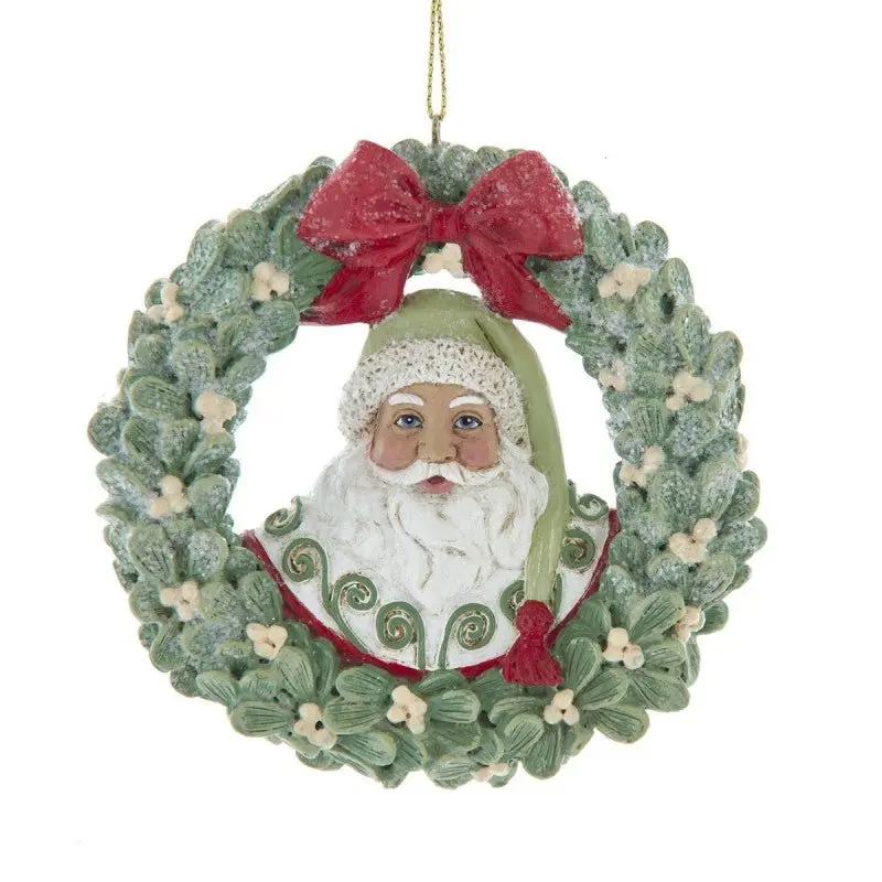 Decorazione Natalizia Kurt Adler Babbo Natale nella Ghirlanda | Rohome