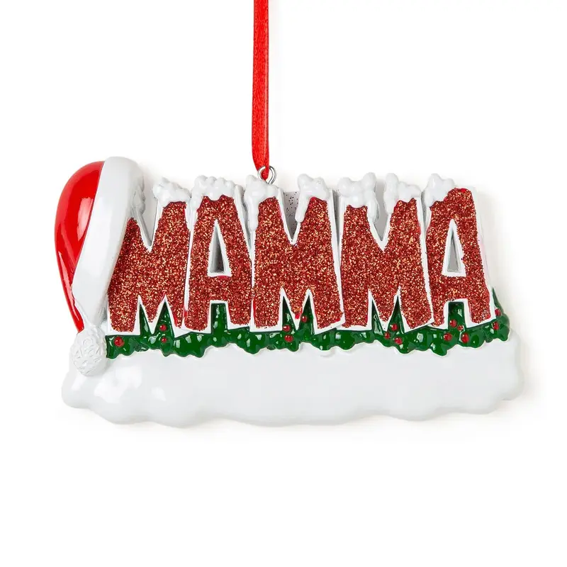 Decorazione Natalizia MAMMA con Glitter e Cappello di Babbo Natale| Rohome