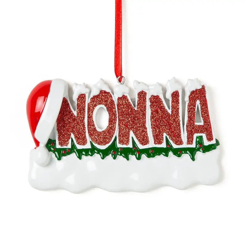 Decorazione Natalizia NONNA' con Glitter e Cappello di Babbo Natale| Rohome