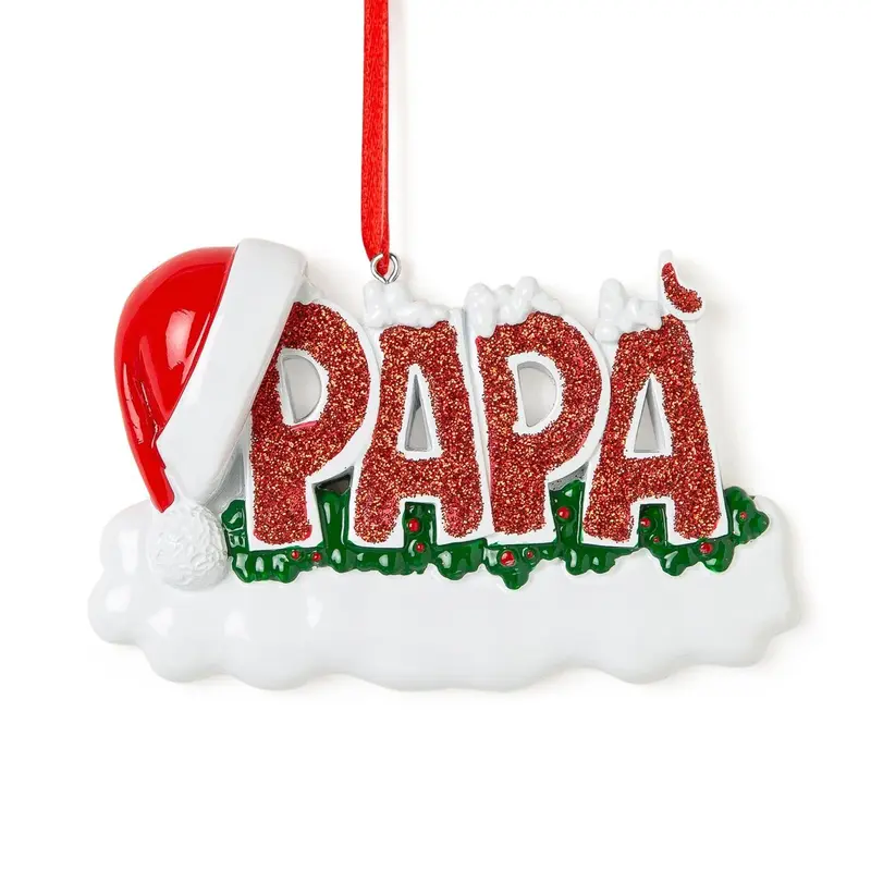 Decorazione Natalizia PAPA' con Glitter e Cappello di Babbo Natale| Rohome
